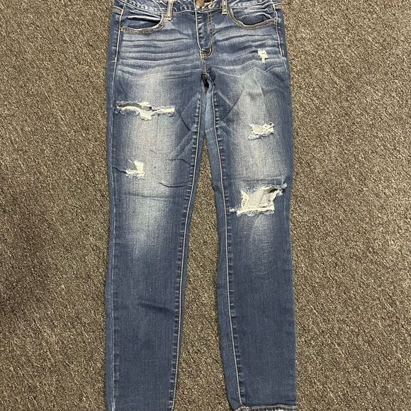 American Eagle Outfitters Blue Skinny Distressed Jeans - Picture 1 of 3